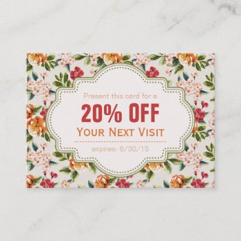 Beautiful Victorian Floral Discount Coupon Gift by ZeraDesign at Zazzle
