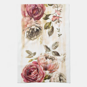 Beautiful Victorian Floral Painting Kitchen Towel