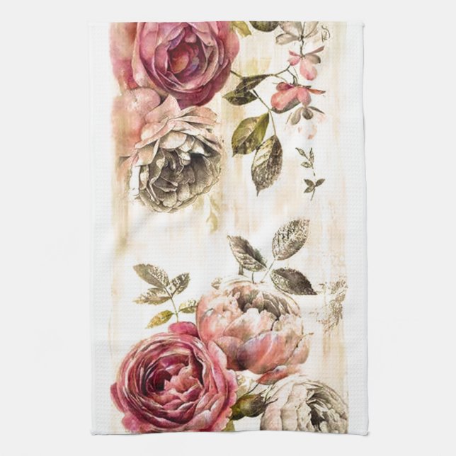 Beautiful Victorian Floral Painting Kitchen Towel (Vertical)