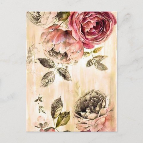 Beautiful Victorian Floral Painting Postcard