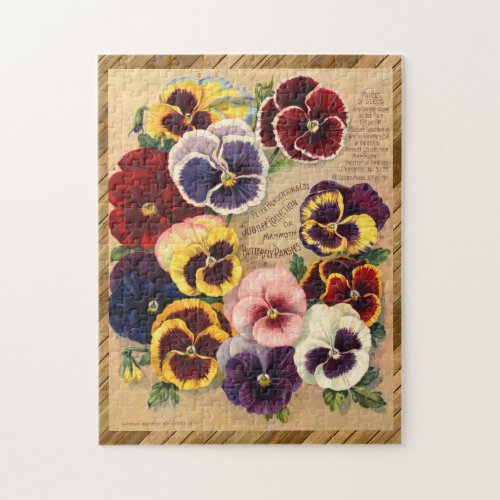 Beautiful Victorian Floral Seed Packet PANSIES Jigsaw Puzzle