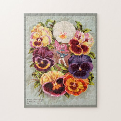 Beautiful Victorian Floral Seed Packet PANSIES Jigsaw Puzzle