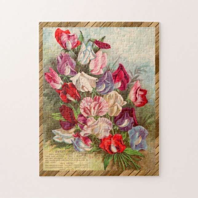 Beautiful Victorian Floral Seed Packet SWEET PEAS Jigsaw Puzzle (Vertical)