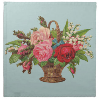 beautiful Victorian flower basket print Cloth Napkin