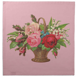 beautiful Victorian flower basket print Cloth Napkin