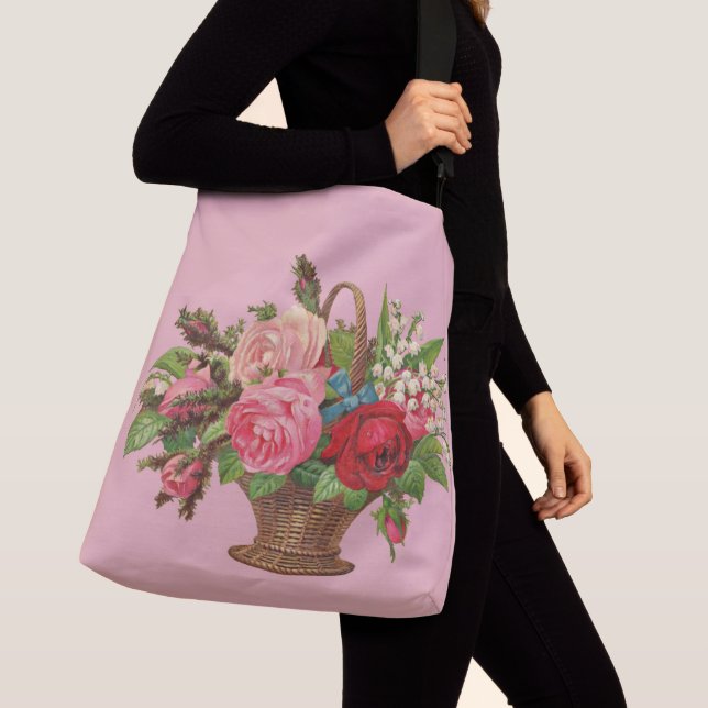 beautiful Victorian flower basket print Crossbody Bag (Close Up)