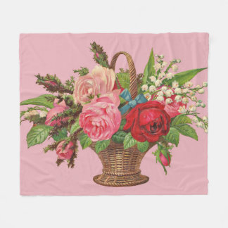 beautiful Victorian flower basket print Fleece Blanket