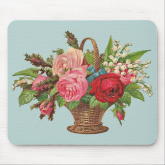 beautiful Victorian flower basket print Mouse Pad