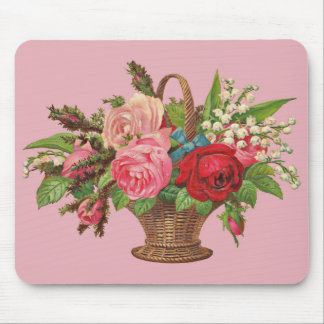beautiful Victorian flower basket print Mouse Pad