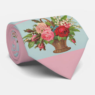 beautiful Victorian flower basket print Neck Tie