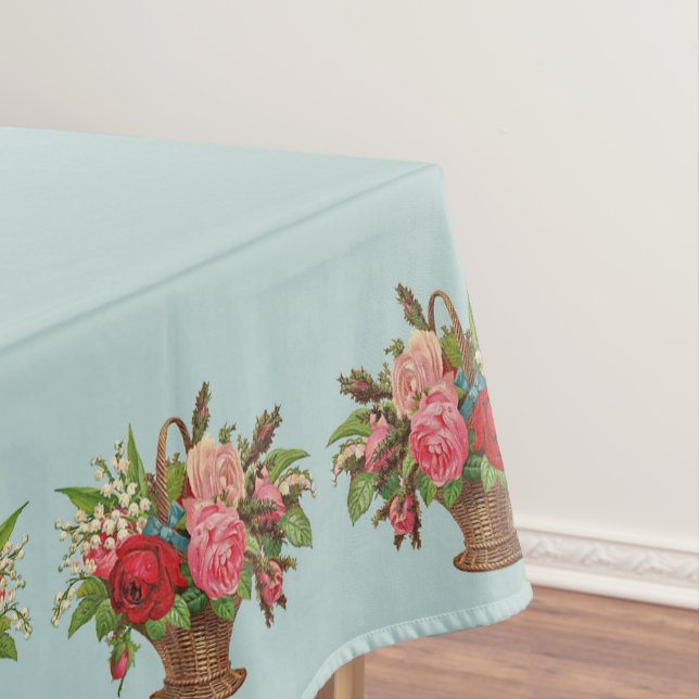 beautiful Victorian flower basket print Tablecloth (In Situ)