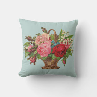 beautiful Victorian flower basket print Throw Pillow