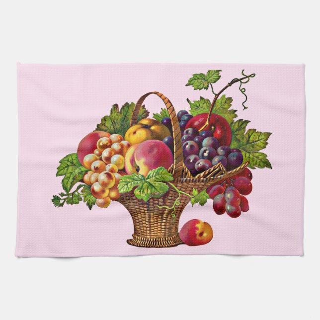 beautiful Victorian fruit basket Kitchen Towel (Horizontal)