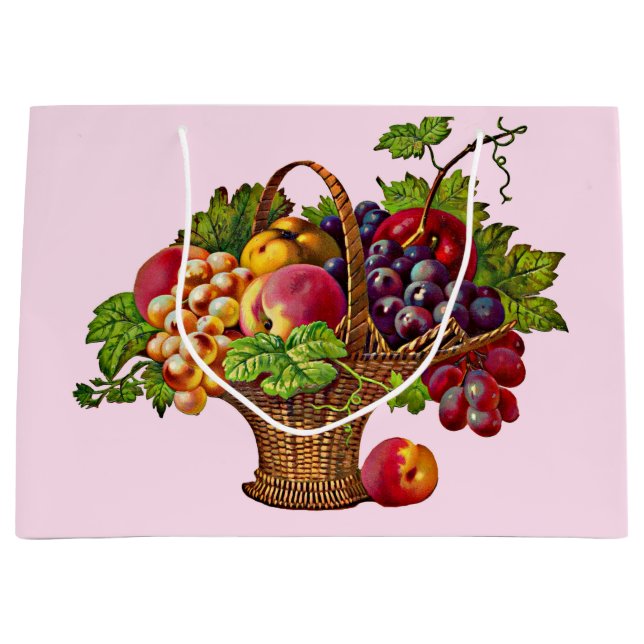 beautiful Victorian fruit basket print Large Gift Bag (Front)
