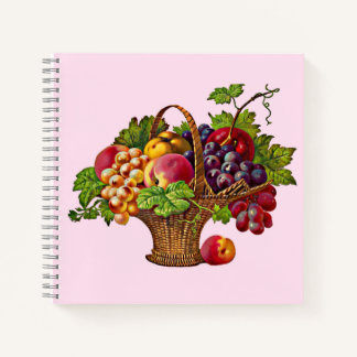 beautiful Victorian fruit basket print Notebook