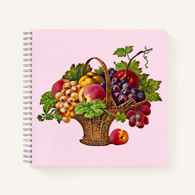 beautiful Victorian fruit basket print Notebook (Front)