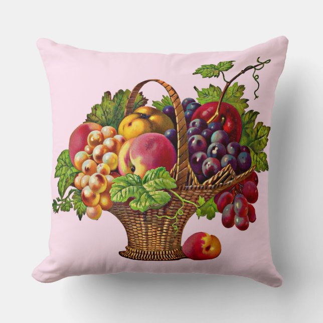 beautiful Victorian fruit basket print Throw Pillow (Front)