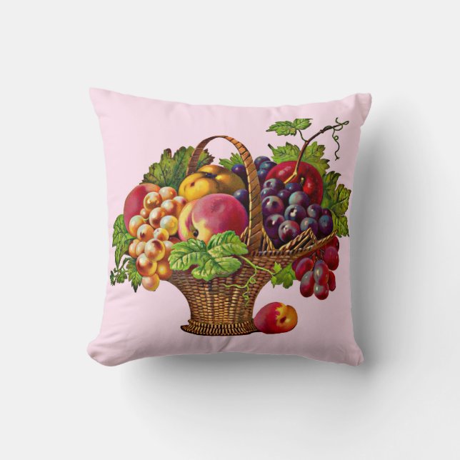beautiful Victorian fruit basket print Throw Pillow (Front)