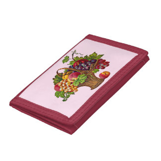 beautiful Victorian fruit basket print Trifold Wallet