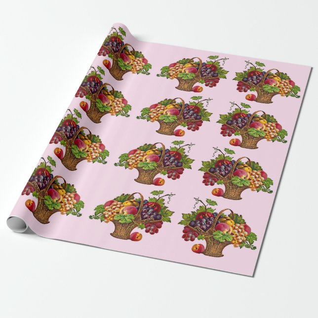 beautiful Victorian fruit basket print Wrapping Paper (Unrolled)