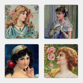 Beautiful Victorian Ladies Coaster Set