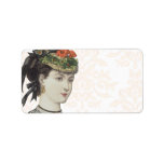 Beautiful Victorian Lady - Damask Background Label