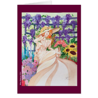 Beautiful victorian lady in her garden. cards