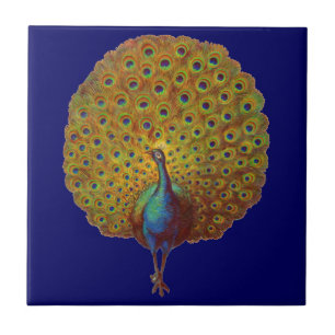 beautiful Victorian peacock print Ceramic Tile