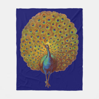 beautiful Victorian peacock print Fleece Blanket