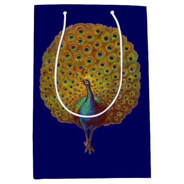 beautiful Victorian peacock print Medium Gift Bag (Front)