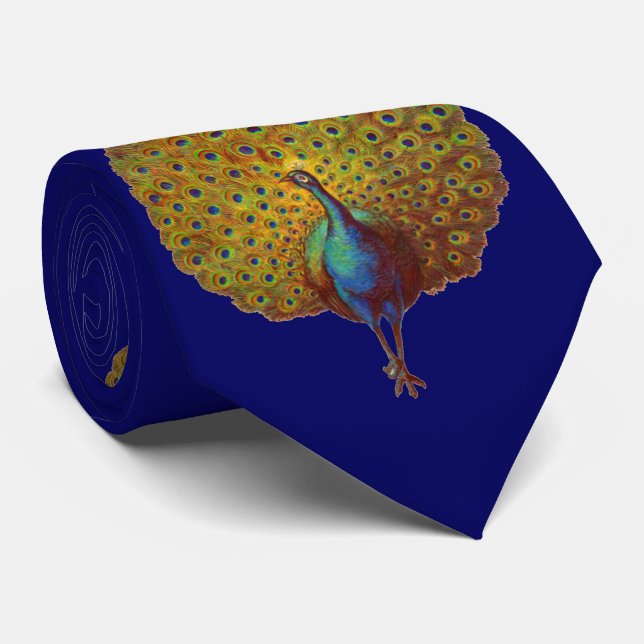 beautiful Victorian peacock print Neck Tie (Rolled)