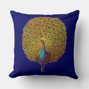 beautiful Victorian peacock print Throw Pillow