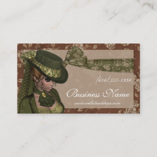 Customizable Beautiful Victorian Woman in Green Business Cards