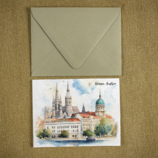 Beautiful Vienna Austria City View Painting Postcard