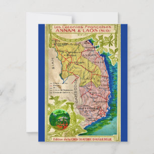 Beautiful vietnam Laos Map Postcard