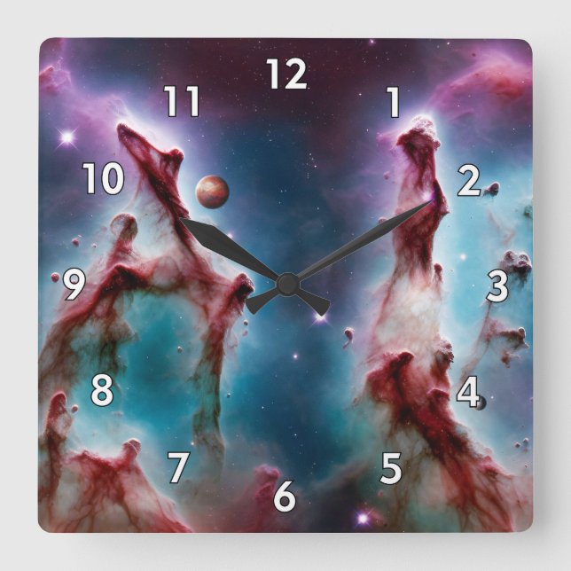 Beautiful View of a Nebula Square Wall Clock (Front)