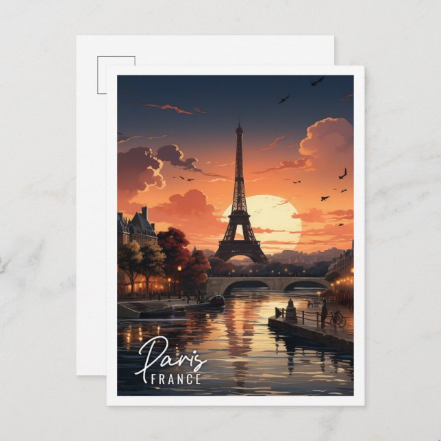 Beautiful view of Eiffel Tower Paris France Postcard (Front/Back)