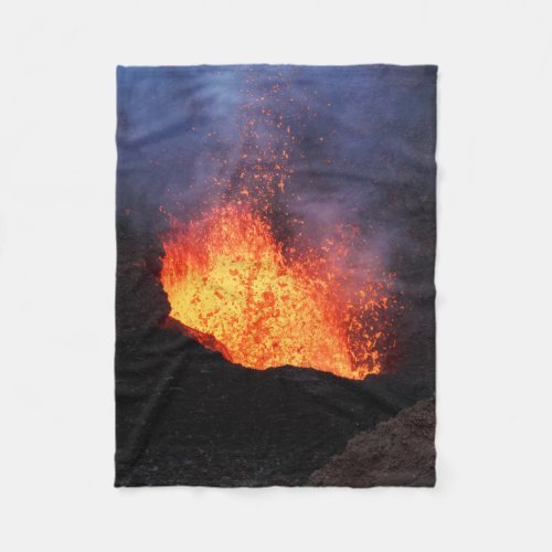 Beautiful view of hot lava eruption from volcano fleece blanket