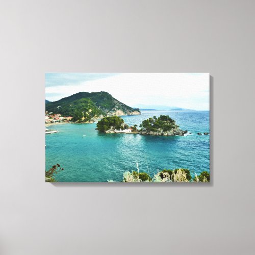 Beautiful view of Parga islet Greece Canvas Print