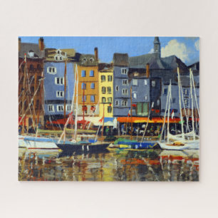 Beautiful View of Sailboats in Honfluere Harbor Jigsaw Puzzle