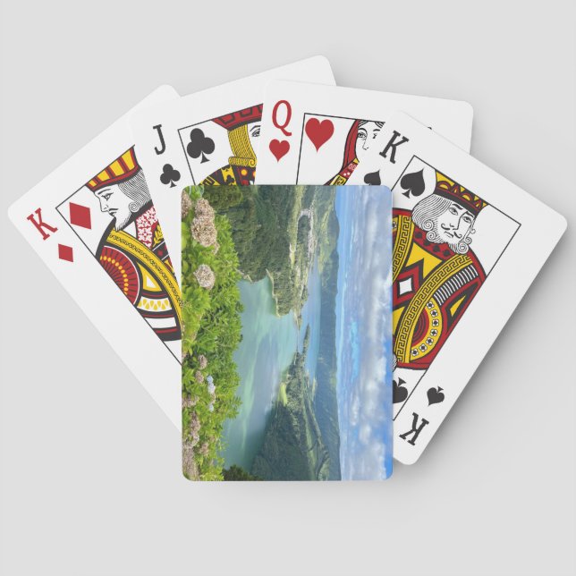 Beautiful View of Sete Cidades Caldera, Azores Poker Cards (Back)