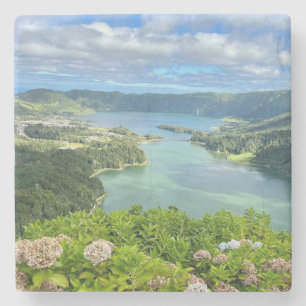 Beautiful View of Sete Cidades Caldera, Azores Stone Coaster