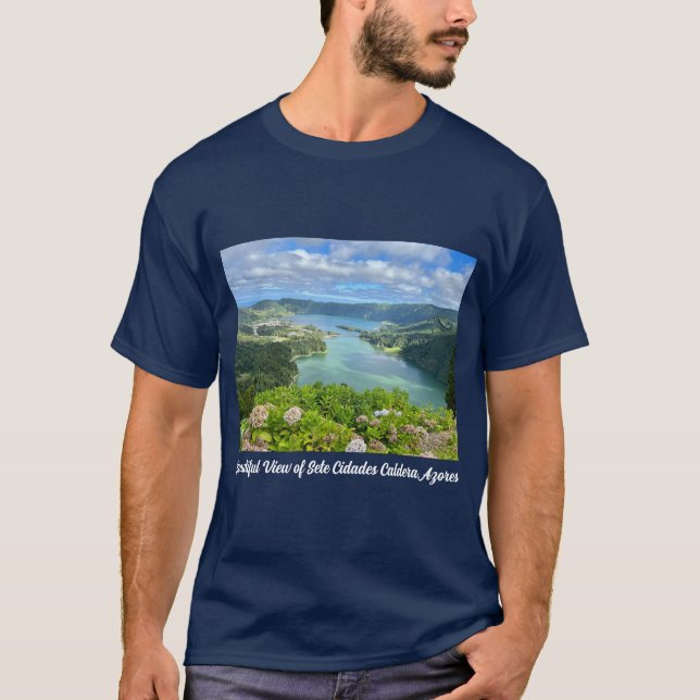 Beautiful View of Sete Cidades Caldera, Azores T-Shirt (Front)