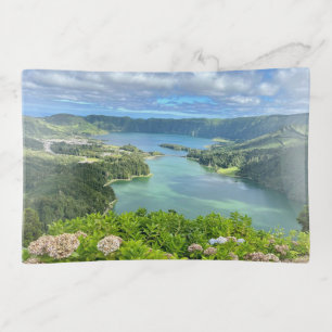 Beautiful View of Sete Cidades Caldera, Azores Trinket Tray