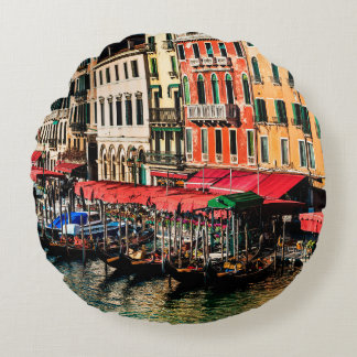 Beautiful view of water street and old buildings i round pillow
