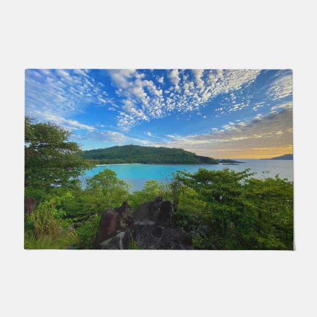 Beautiful View Scenic Tropical Seychelles Island Doormat (Front)