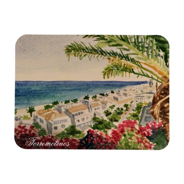 Beautiful view sea Torremolinos Spain Magnet (Horizontal)