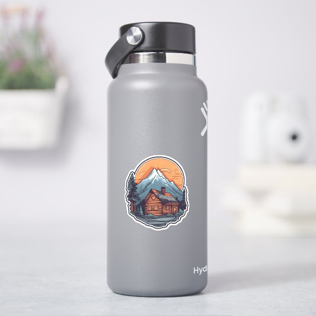 Beautiful View Vacation Home Mountain Cabin Sticker (HydroFlask)