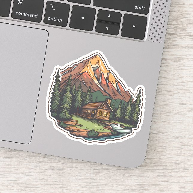 Beautiful View Vacation Home Mountain Cabin Sticker (Detail)