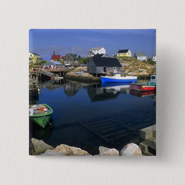 Beautiful village of Peggy's Cove with harbor Pinback Button (Front)